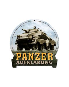 Panzer, Axis Military, Round Banner Metal Sign, 16 X 15 Inches