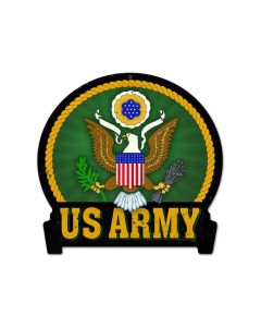 Army, Allied Military, Round Banner Metal Sign, 16 X 15 Inches