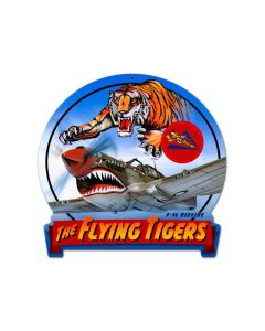 Flying Tiger, Aviation, Round Banner Metal Sign, 16 X 15 Inches
