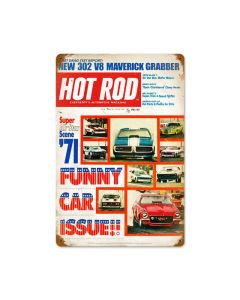 Funny Cars (Apr. 1971), Automotive, Vintage Metal Sign, 12 X 18 Inches