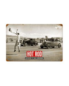 Drag Race: Where It All Began, Automotive, Vintage Metal Sign, 24 X 16 Inches
