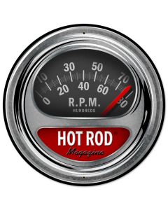 Hot Rod Tach, Automotive, Round Metal Sign, 28 X 28 Inches