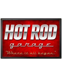 Hot Rod Garage, Automotive, Metal Sign, 36 X 24 Inches