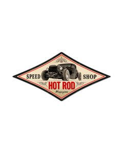 Speed Shop, Automotive, Diamond Metal Sign, 22 X 14 Inches