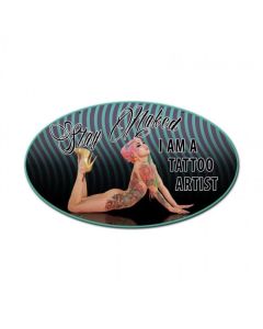 Stay Naked, Pinup Girls, Oval Metal Signs, 24 X 14 Inches