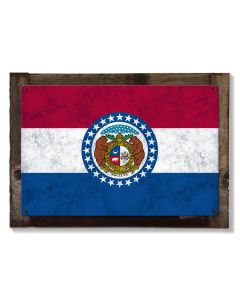 Missouri State Flag, Where the Rivers Run, Metal Sign, Optional Rustic Wood Frame, Wall Decor, Wall Art, Vintage, FREE SHIPPING!