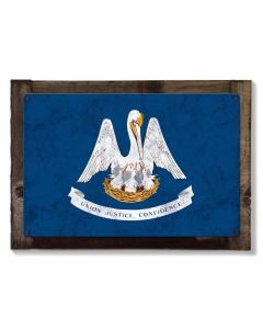 Louisiana State Flag, Union Justice Confidence, Metal Sign, Optional Rustic Wood Frame, Wall Decor, Wall Art, FREE SHIPPING!