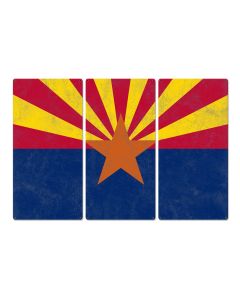 Arizona State Flag, The Grand Canyon State, Triptych Metal Sign, Wall Decor, Wall Art, Vintage, 54"x36"