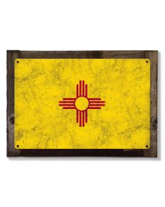 New Mexico State Flag, Land of Enchantment, Metal Sign, Optional Rustic Wood Frame, Wall Decor, Wall Art, Vintage, FREE SHIPPING!
