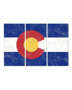 Colorado State Flag, The Centennial State, Triptych Metal Sign, Wall Decor, Wall Art, Vintage, 54"x36"