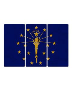 Indiana State Flag, Honest-to-Goodness Indiana, Triptych Metal Sign, Wall Decor, Wall Art, Vintage, 54"x36"