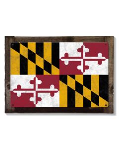 Maryland State Flag, Go to Maryland, METAL Sign, Optional Rustic Wood Frame, Wall Decor, Wall Art, Vintage, FREE SHIPPING!