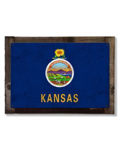 Kansas State Flag, Kansas, as big as you think, Metal Sign, Optional Rustic Wood Frame, Wall Decor, Wall Art, FREE SHIPPING!