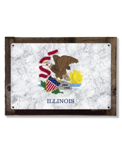 Illinois State Flag, Land of Lincoln, Metal Sign, Optional Rustic Wood Frame, Wall Decor, Wall Art, Vintage, FREE SHIPPING!
