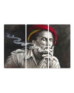 Bob Marley, Painting Print, Triptych Metal Sign, Reggae, Rasta, Contemporary Art, Wall Decor, Wall Art, Vintage, 54"x36"