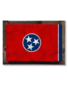 Tennessee State Flag, The Volunteer State,  Metal Sign, Optional Rustic Wood Frame, Wall Decor, Wall Art, Vintage, Rustic, FREE SHIPPING!