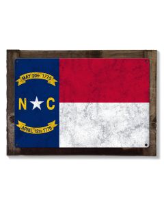 North Carolina State Flag, First in Flight, Metal Sign, Optional Rustic Wood Frame, Wall Decor, Wall Art, Vintage, FREE SHIPPING!
