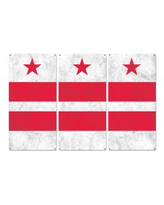 Washington D.C. State Flag, Taxation Without Representation , Triptych Metal Sign, Wall Decor, Wall Art, Vintage, 54"x36"
