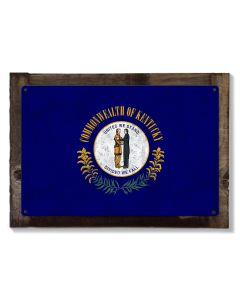 Kentucky State Flag, United We Stand Divided we Fall, Metal Sign, Optional Rustic Wood Frame, Wall Decor, Wall Art, FREE SHIPPING!