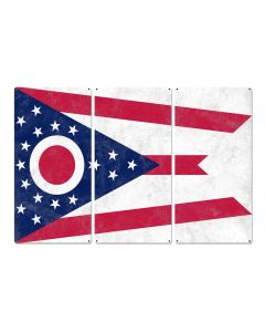 Ohio State Flag, First in Aviation, Triptych Metal Sign, Wall Decor, Wall Art, Vintage, 54"x36"