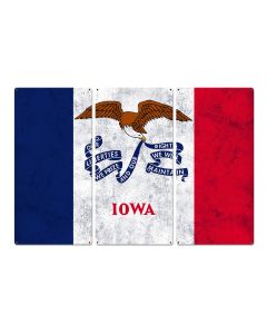Iowa State Flag, Life Changing; Fields of Opportunity, Triptych Metal Sign, Wall Decor, Wall Art, Vintage, 54"x36"
