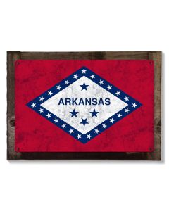 Arkansas State Flag, The Land of Opportunity, Metal Sign, Optional Rustic Wood Frame, Wall Decor, Wall Art, Vintage, FREE SHIPPING!
