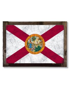 Florida State Flag, Sunshine State, Metal Sign, Optional Rustic Wood Frame, Wall Decor, Wall Art, Vintage, FREE SHIPPING!