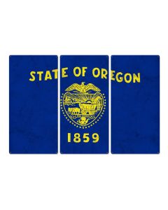 Oregon State Flag, We Love Dreamers, Triptych Metal Sign, Wall Decor, Wall Art, Vintage, 54"x36"