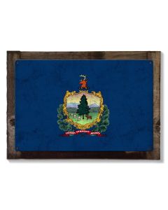 Vermont State Flag, The Green Mountain State, Metal Sign, Optional Rustic Wood Frame, Wall Decor, Wall Art, Vintage, Rustic, FREE SHIPPING!