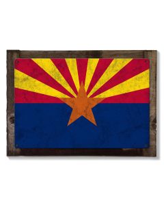 Arizona State Flag, The Grand Canyon State, Metal Sign, Optional Rustic Wood Frame, Wall Decor, Wall Art, Vintage, FREE SHIPPING!