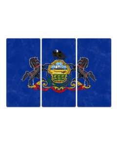 Pennsylvania State Flag, Virtue Liberty Independence, Triptych Metal Sign, Wall Decor, Wall Art, Vintage, 54"x36"
