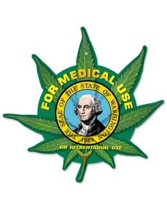 Marijuana Leaf, State Flag Options: Colorado, Washington, California, Oregon,  Custom Hemp Leaf, Metal Sign, 12"x15"