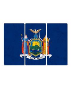 New York State Flag, I Love New York, Empire State, Triptych Metal Sign, Wall Decor, Wall Art, Vintage, 54"x36"