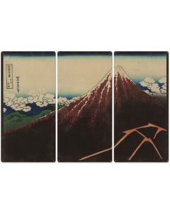 Shower below the summit, Mount Fuji, Eruption, Volcano, 1826, Triptych Metal Sign, Oriental, Chinese,  Wall Decor, Wall Art 54"x36"