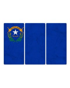 Nevada State Flag,  Battle Born, Triptych Metal Sign, Wall Decor, Contemporary Art, Wall Art, Vintage, 54"x36"
