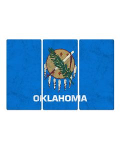 Oklahoma State Flag, "Oklahoma is OK", Triptych Metal Sign, Wall Decor, Wall Art, Vintage, 54"x36"