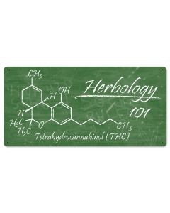 Herbology THC Molecule chalkboard Marijuana Metal Sign 24"x12"