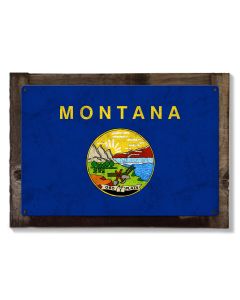 Montana State Flag, The Treasure State, Metal Sign, Optional Rustic Wood Frame, Wall Decor, Wall Art, Vintage, FREE SHIPPING!