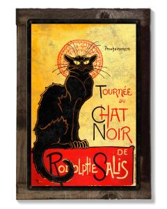Le Chat Noir, Black Cat, Cabaret, Metal Sign, Optional Rustic Wood Frame, Wall Decor, Wall Art, Vintage