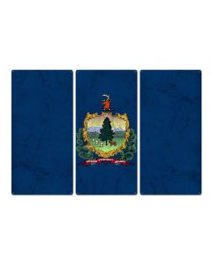 Vermont State Flag, The Green Mountain State, Triptych Metal Sign, Wall Decor, Wall Art, Vintage, 54"x36"