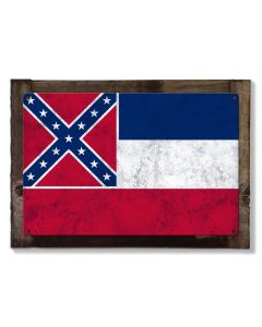 Mississippi State Flag, The Magnolia State, Metal Sign, Optional Rustic Wood Frame, Wall Decor, Wall Art, Vintage, FREE SHIPPING!