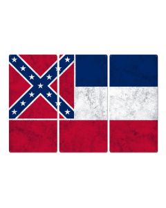 Mississippi State Flag,  The Magnolia State, Triptych Metal Sign, Wall Decor, Wall Art, Vintage, 54"x36"