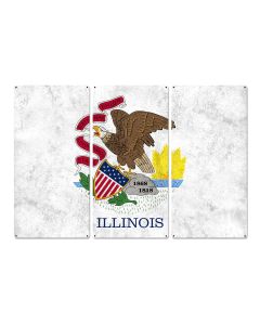 Illinois State Flag, Land of Lincoln, Triptych Metal Sign, Wall Decor, Wall Art, Vintage, 54"x36"