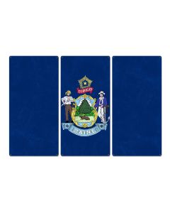 Maine State Flag,  It Must be Maine, Triptych Metal Sign, Wall Decor, Wall Art, Vintage, 54"x36"