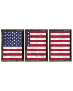 United States of America Flag, Triptych METAL Sign, Vintage, Antique, Decor, Wall Art , Optional Reclaimed Barn-wood Frame