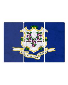 Connecticut State Flag, Full of Surprises, Triptych Metal Sign, Wall Decor, Wall Art, Vintage, 54"x36"