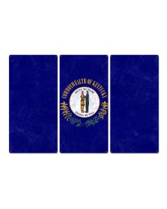Kentucky State Flag, United We Stand Divided we Fall, Triptych Metal Sign, Wall Decor, Wall Art, Vintage, 54"x36"