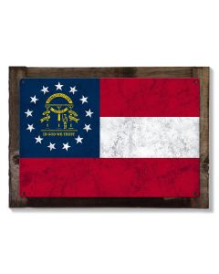 Georgia State Flag, Georgia on my Mind, Metal Sign, Optional Rustic Wood Frame, Wall Decor, Wall Art, Vintage, FREE SHIPPING!