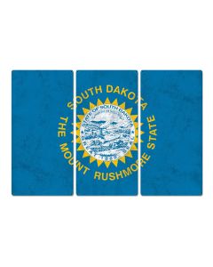 South Dakota State Flag, Great Faces. Great Places. , Triptych Metal Sign, Wall Decor, Wall Art, Vintage, 54"x36"