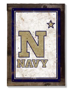 Navy Midshipmen, Wall Art, Rustic Metal Sign, Optional Rustic Wood Frame, College Teams, Mascots, and Sports, Free Shipping
